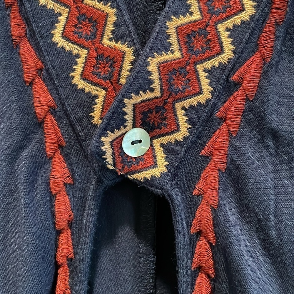 Umgee Women’s Cardigan Large Blue Embroidered Trim Cocoon Contemporary Bohemian - Picture 6 of 16